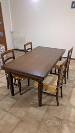 Tavolo legno massello allungabile con 4 sedie