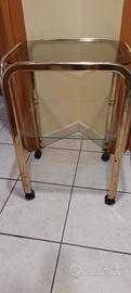 Mobiletto ottone e vetro con rotelle