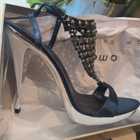 omai sandalo raso blu e swarowski 