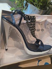 omai sandalo raso blu e swarowski 