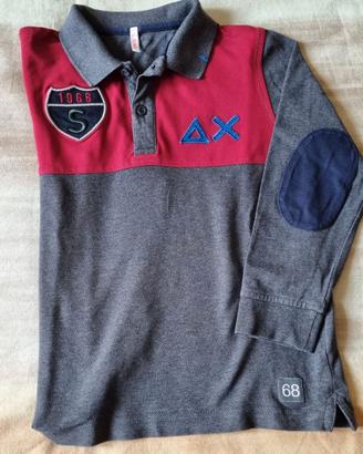 Polo Sun68 tg 5/6 anni grigio rossa