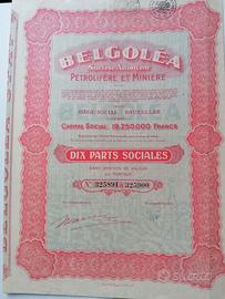Azione Belgolea - Soc. petrolifere et miniere 1928