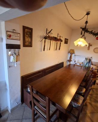 TAVOLO 3 METRI LEGNO MASSELLO E SEDIE E PANCHE