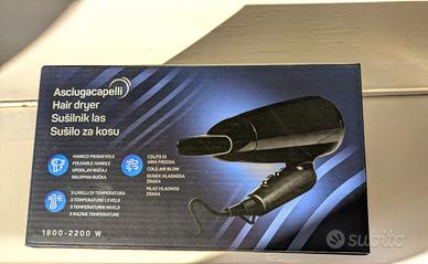 phon nero asciugacapelli pieghevole nuovo 