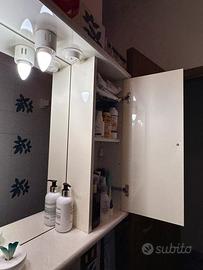 Mobile bagno bianco due ante specchio con luci