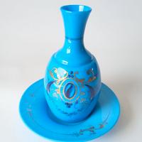 Servizio da notte in vetro opalino turchese blu