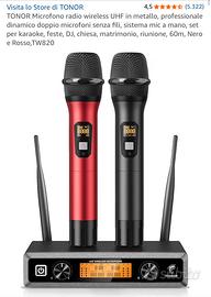 Microfoni radio wireless rosso e nero in metallo