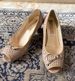 Ballerine/Slingback D.R. Vera Pelle Rosa Traforata