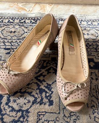 Ballerine/Slingback D.R. Vera Pelle Rosa Traforata