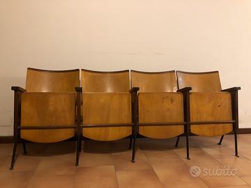 4 sedie/poltrone originali da cinema in legno