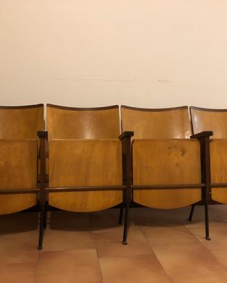 4 sedie/poltrone originali da cinema in legno