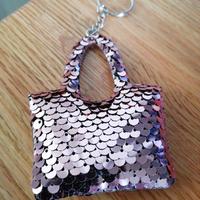 Portachiavi Borsa paillettes color oro rosa