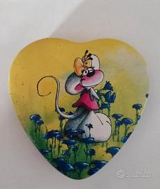 Diddl scatola a forma di cuore in latta anni 2000