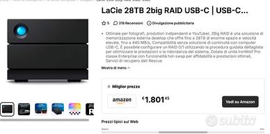 NUOVO LaCie 2big Dock 28TB Thunderbolt 3