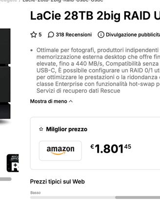 NUOVO LaCie 2big Dock 28TB Thunderbolt 3