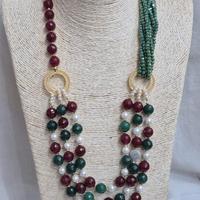 Collana artiginale in pietra e cristalli