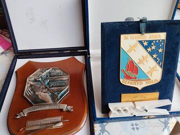 Aeronautica M coppia Stemmi nominativi con scatole