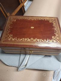 Scatola Rolex Pelle Marrone Vintage con Corona Dor