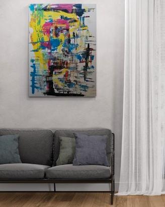 Quadro astratto dipinto su tela grande 100 cm arte