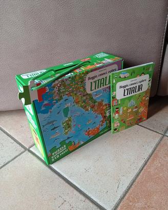 gioco in scatola "esplora l'italia" puzzle + libro