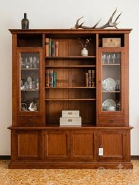 credenza vetrina/libreria in noce massello. 