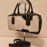 Borsa marrone a mano/tracolla muccata in pelle 