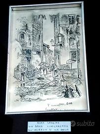 Quadro Roma Sparita V della Lungaretta 34x30 AR925