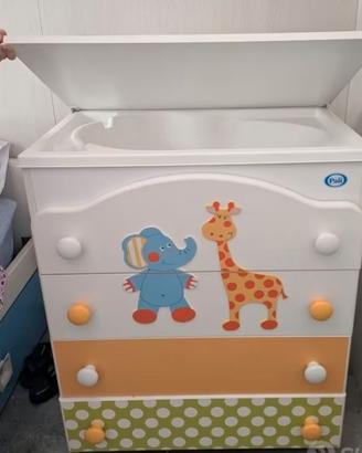 Fasciatoio con cassettiera e vasca bagno Pali