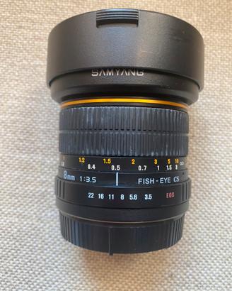 Obiettivo Fish-eye Samyang 8mm f/3.5 per Canon