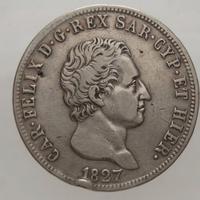 Moneta 5 lire 1827  Carlo Felice  Argento 