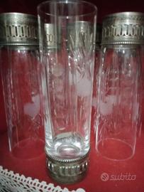 6 Bicchieri tumbler alti - Cristallo e Argento