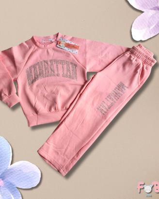Tuta bambina due pezzi glitter “Manhattan” – Rosa 