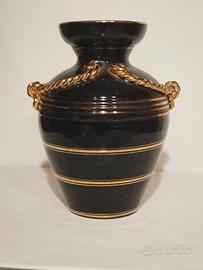 Vaso in ceramica CEMAS Sesto Fiorentino blu e oro