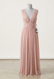 Abito Lungo Rosa Cipria in Tulle Plissettato