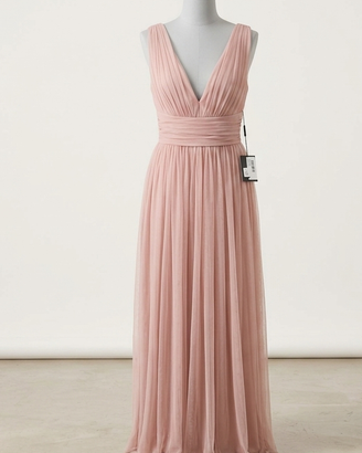 Abito Lungo Rosa Cipria in Tulle Plissettato