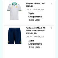 maglia e pantaloncini as Roma originali 