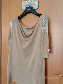 maglia donna color camel/ viscosa/ maglia primaver