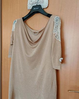 maglia donna color camel/ viscosa/ maglia primaver