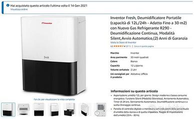 Deumidificatore Inventor Fresh 12L/24h – Perfetto