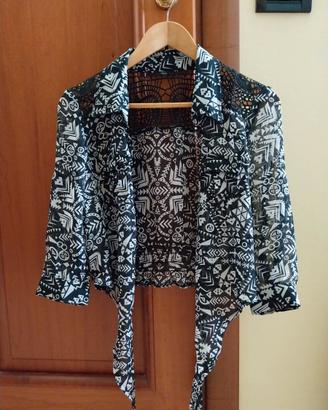 Blusa taglia S bianca e nera
