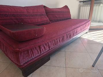 Divano maison Coloniale vera pelle e legno massell