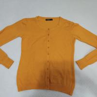 Cardigan donna in maglia di Cashmere Giallo.