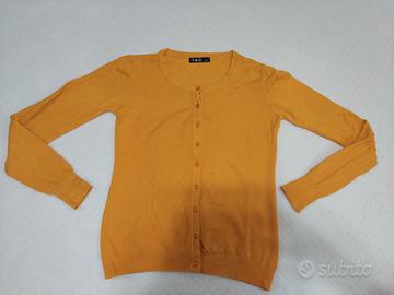 Cardigan donna in maglia di Cashmere Giallo.