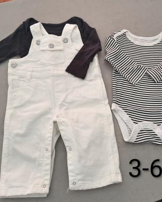 Set 2 body e salopette bimbo 3-6 mesi