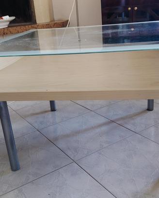 Tavolino da salotto moderno con piano in vetro
 