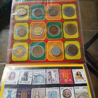 Egitto, set di monete e francobolli usati