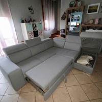 Divano letto angolare con pouf contenitore destro