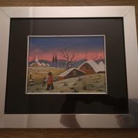 Quadro naif con cornice argentata misure 40 x 34