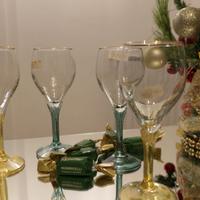 6 Calici + 6 flute cristal 3A vintage filo oro