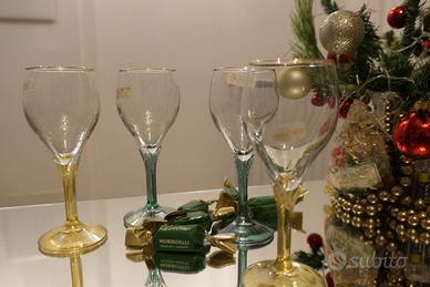 6 Calici + 6 flute cristal 3A vintage filo oro